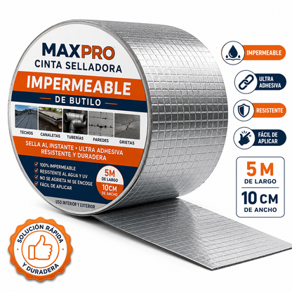Cinta Adhesiva Tapagoteras Impermeable 10 CM x 5 Metros | Pack 2 Unidades